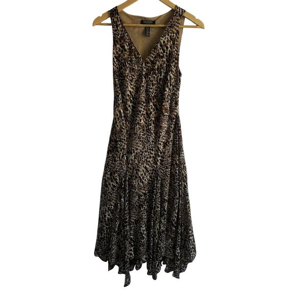 Ralph Lauren Size 8P Midi‎ Snakeskin Print Sleeveless Dress Fluttered Skirt Hem - Picture 1 of 6
